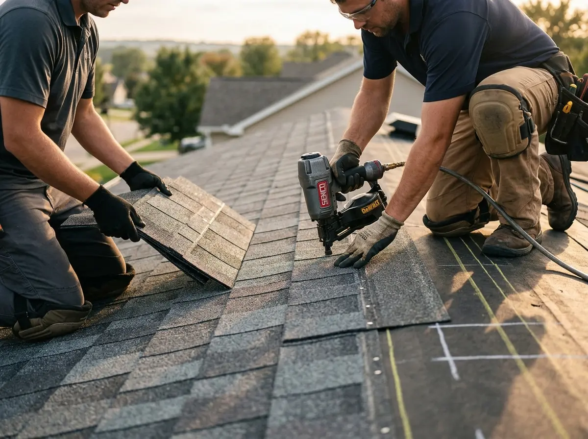 Professional roofer working on a residential roof in Ormond-by-the-Sea